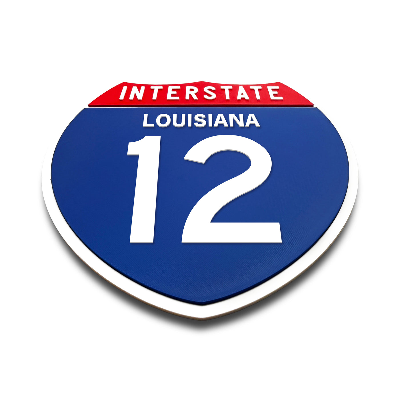 Interstate 12 Louisiana road sign replica flat view