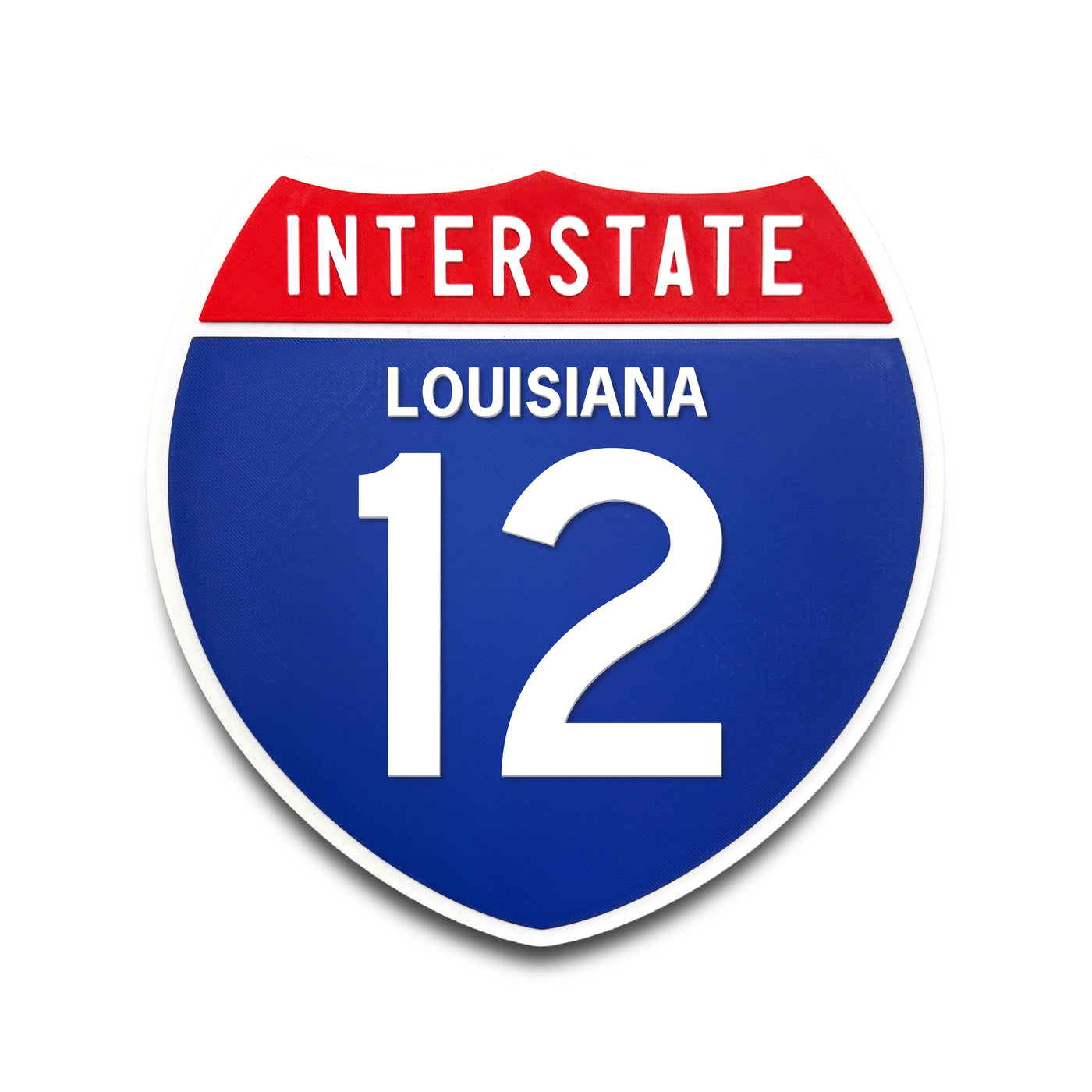 Interstate 12 Louisiana road sign replica front view