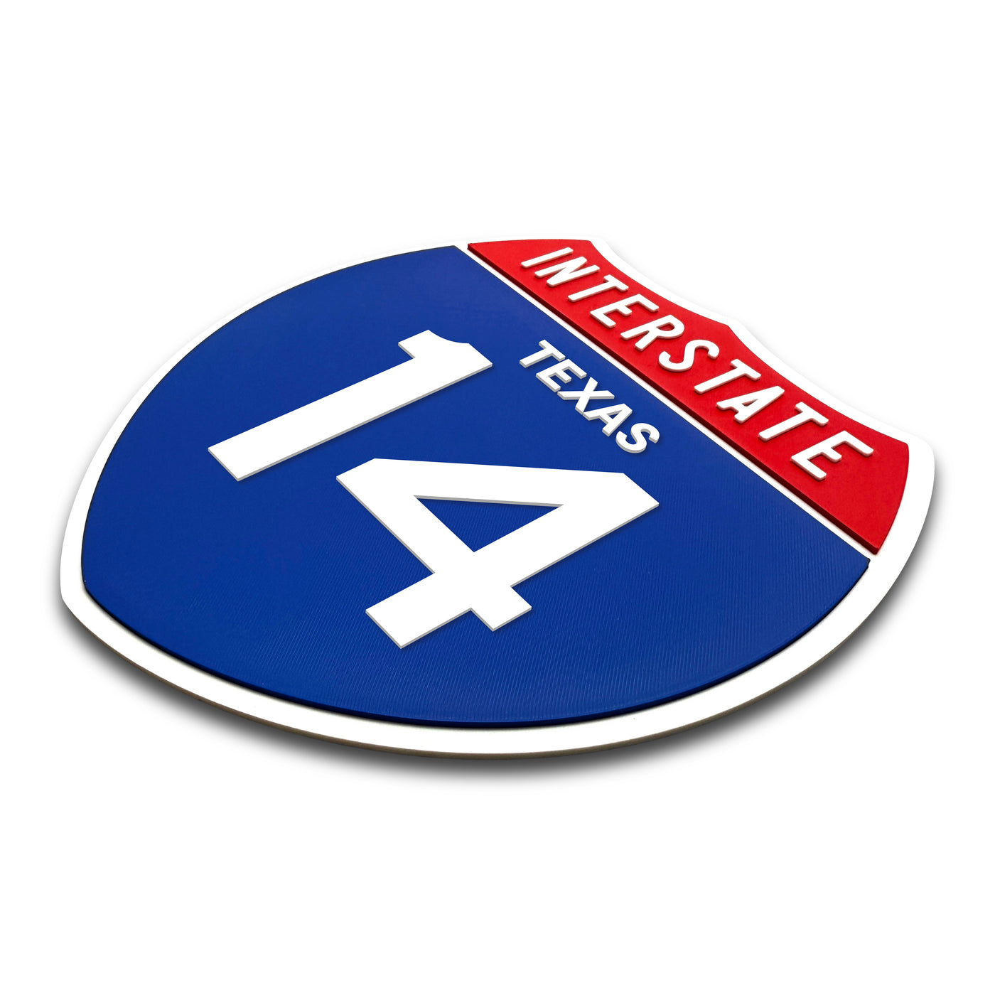 Interstate 14 Texas road sign replica three-quarter view