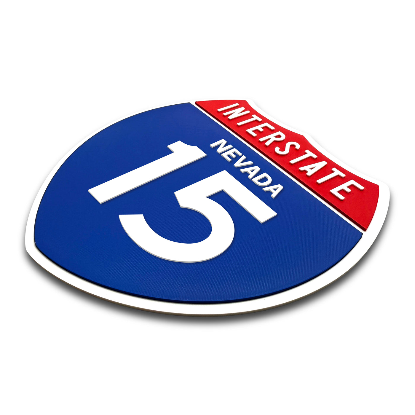 Interstate 15 Nevada road sign replica three-quarter view