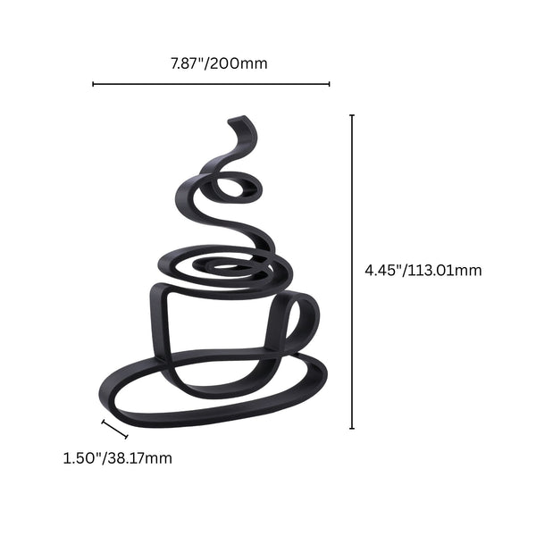 Minimalist Abstract Coffee Cup Line Art Decor, Coffee Art Sculpture, Home Office Decor, 3D Printed Decor, Abstract Decor