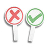 Voting Sign Set – Green Checkmark & Red X, White Handles or Red/Green Handles, 8.71 x 4.81 Inches