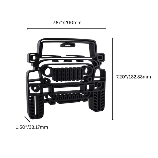 Jeep Wrangler Sculpture Front View Minimalist Line Art SUV Statue, Off-Road Vehicle Wall Decor, Adventure Lover Gift, Modern Desk Display