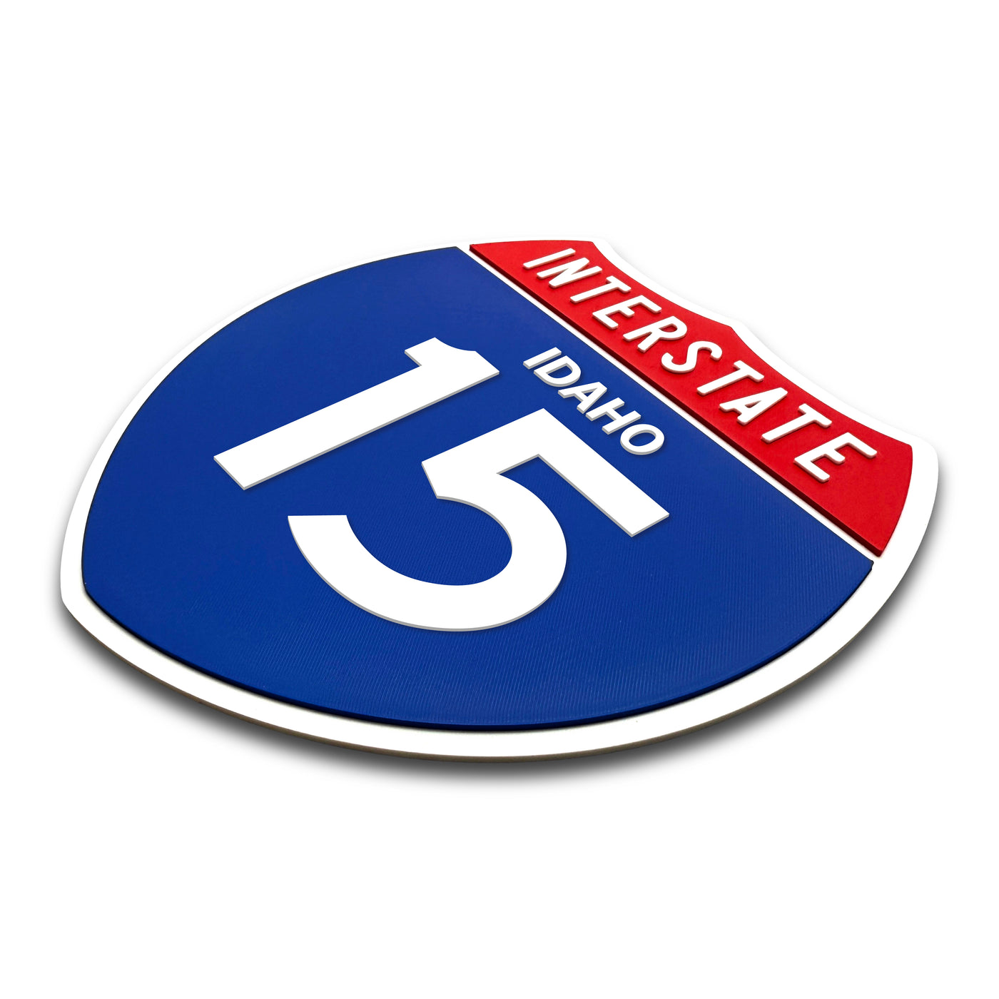 Interstate 15 Idaho road sign replica three-quarter view