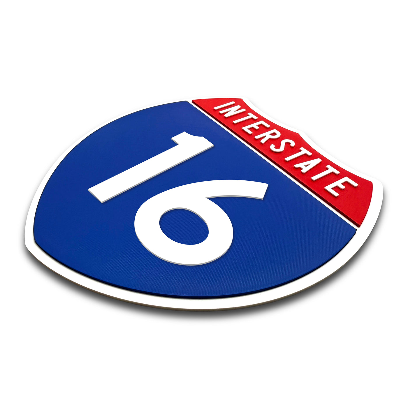 Interstate 16 Number Only road sign replica three quarter view