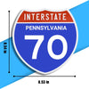 Interstate 70 Road Sign Replica – Personalized Travel Sign | Home & Office Wall Decor (8.54” x 8.53”)