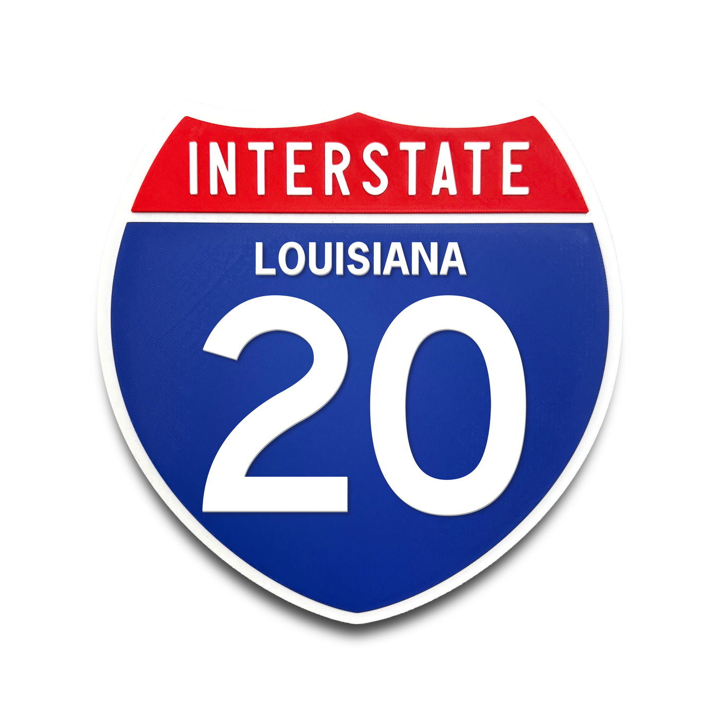 Interstate 20 Louisiana road sign replica front view
