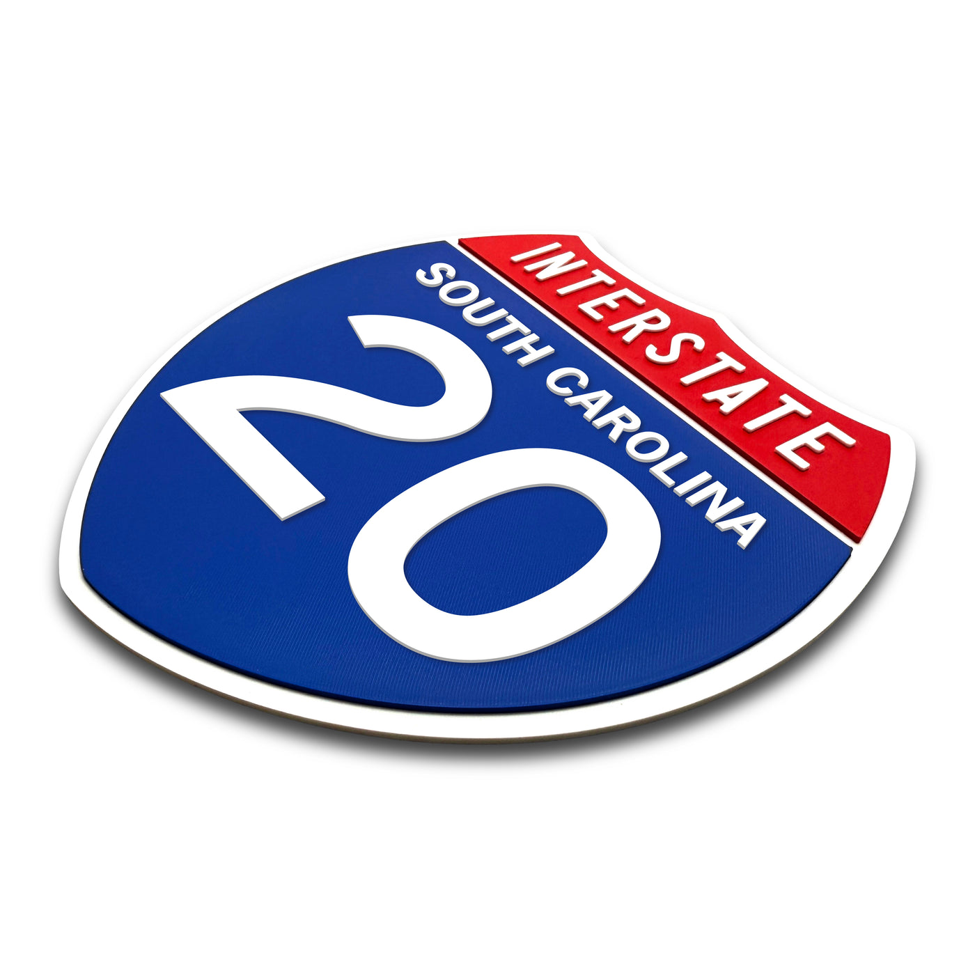 Interstate 20 South Carolina road sign replica three-quarter view