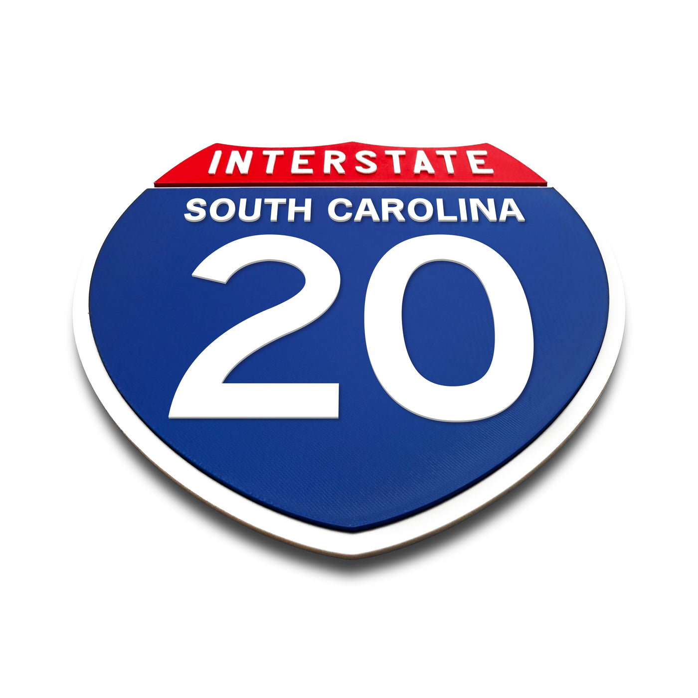 Interstate 20 South Carolina road sign replica flat view