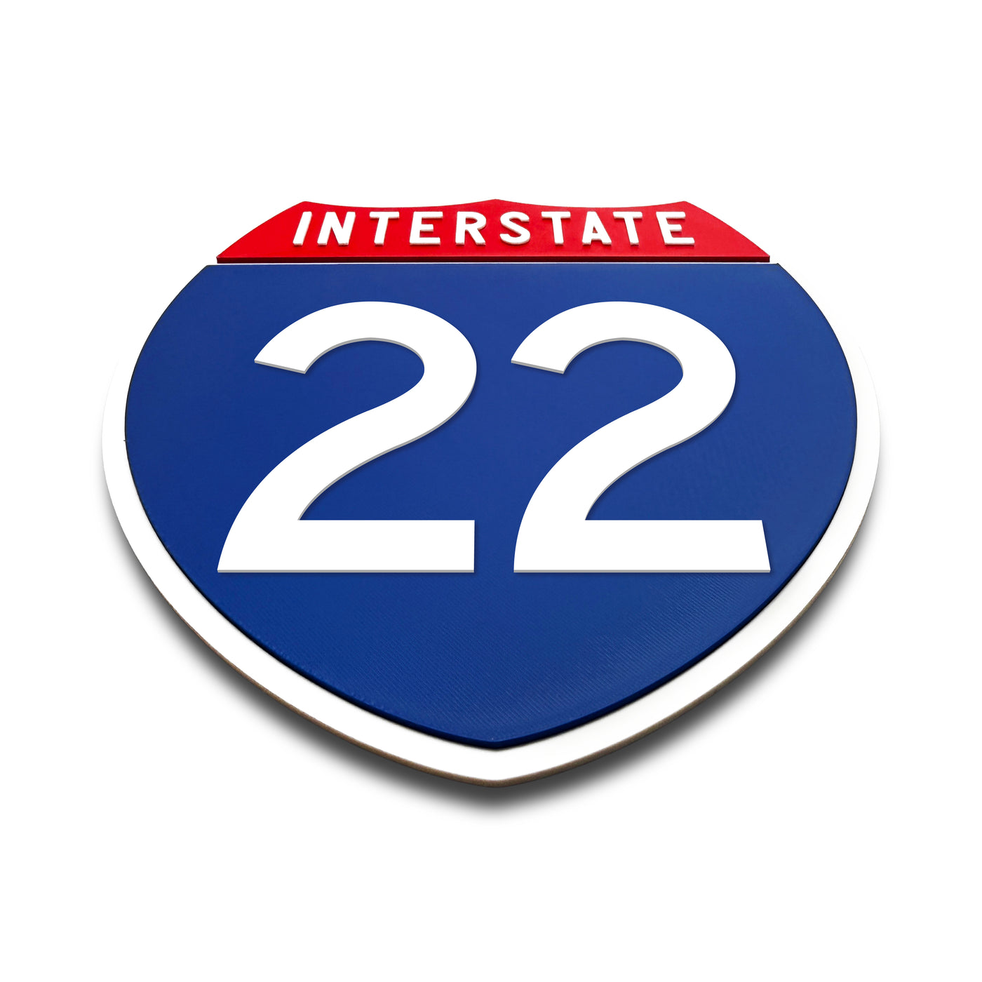 Interstate 22 Number Only road sign replica flat view