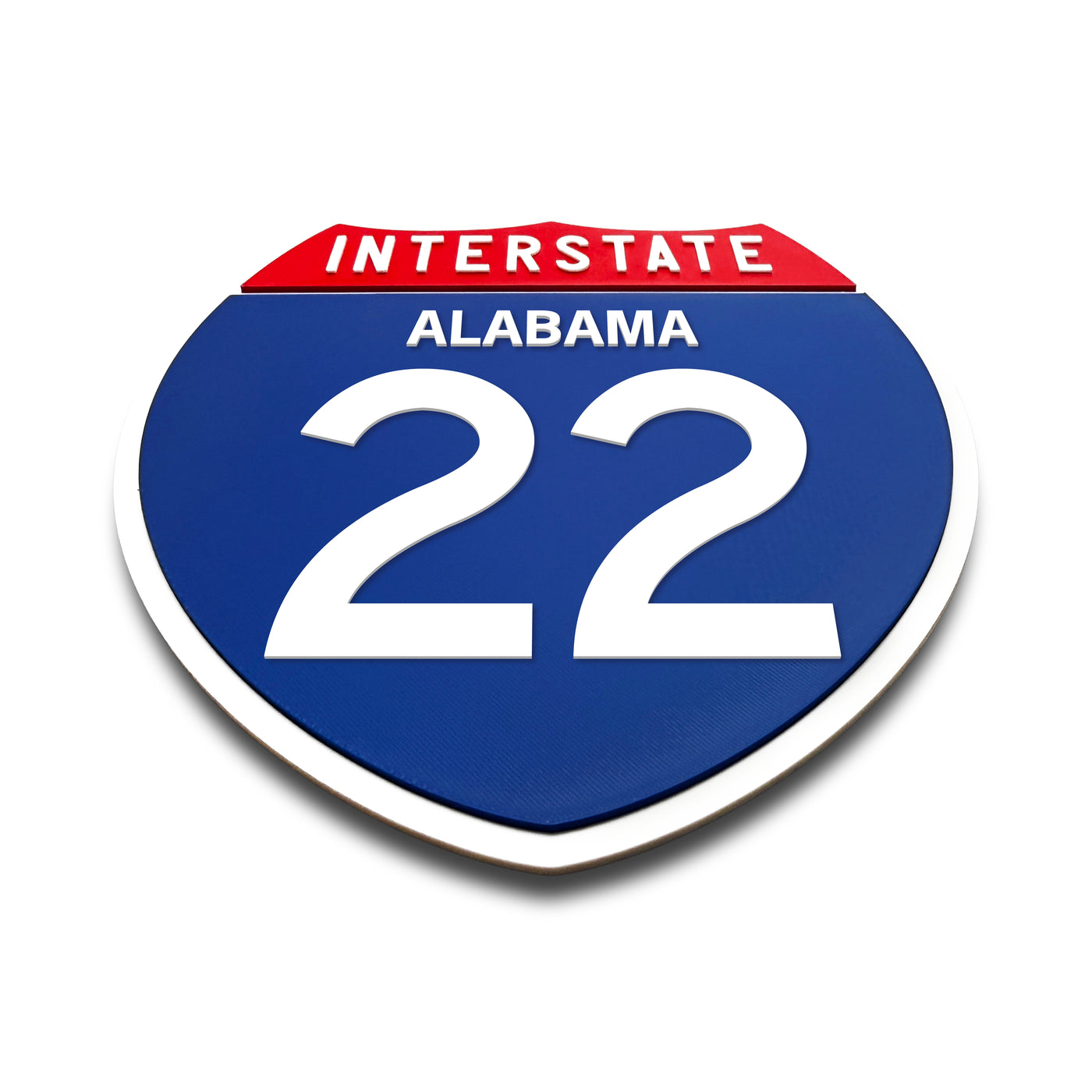 Interstate 22 Alabama road sign replica flat view