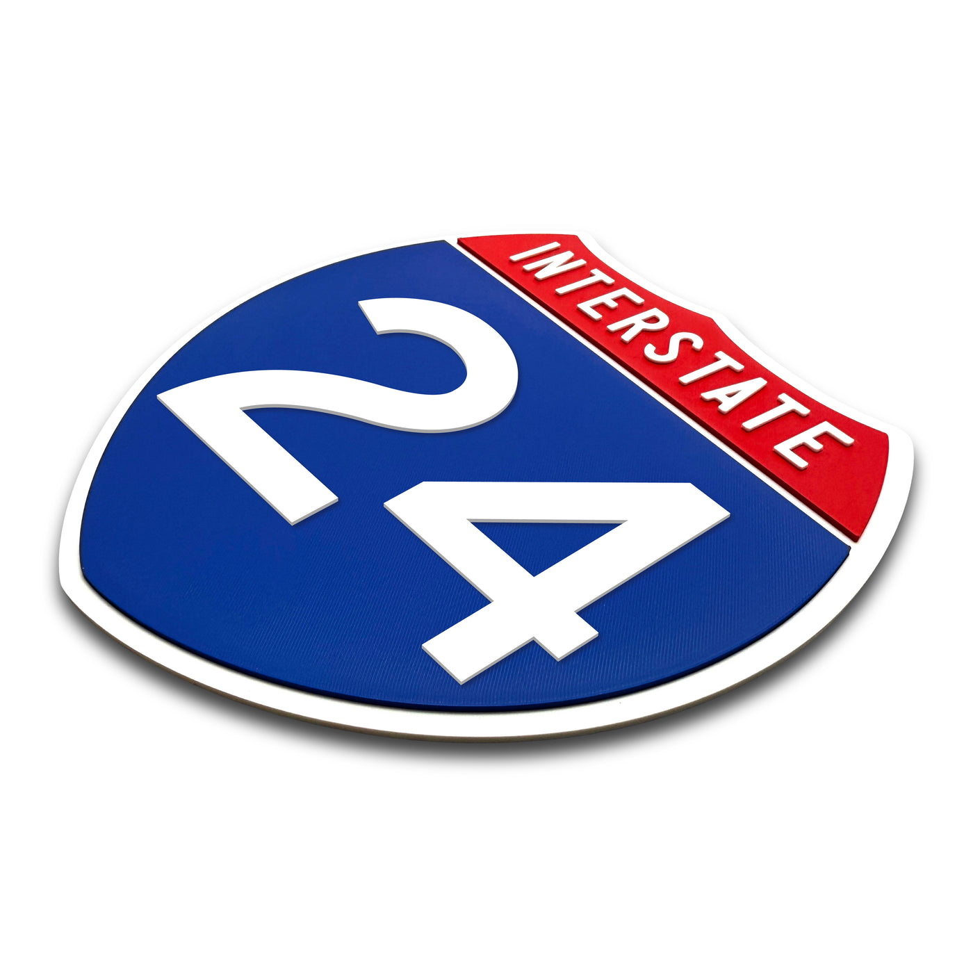 Interstate 24 Number Only road sign replica three quarter view