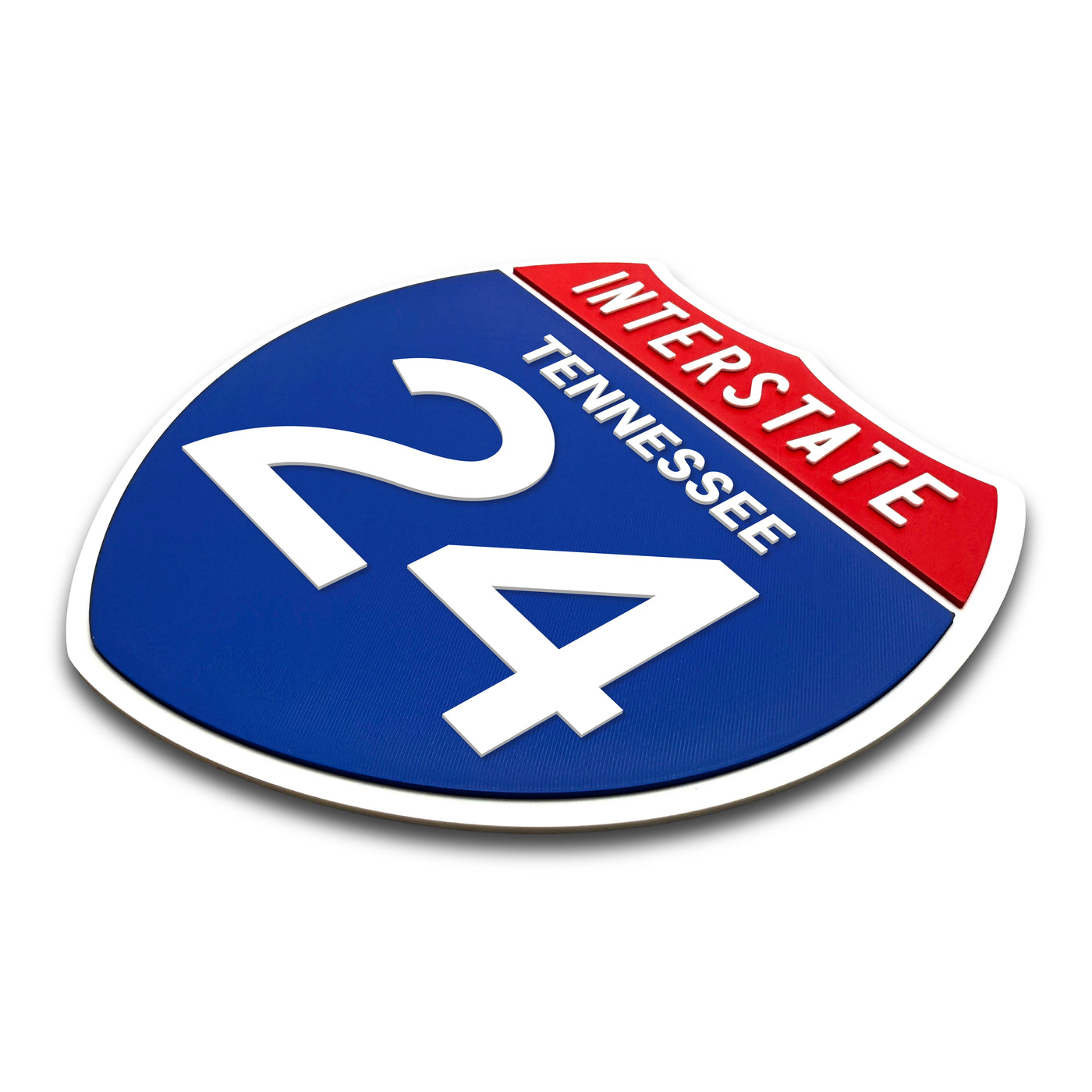 Interstate 24 Tennessee road sign replica three-quarter view