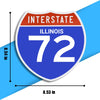 Interstate 72 Road Sign Replica – Personalized Travel Sign | Home & Office Wall Decor (8.54” x 8.53”)