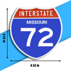 Interstate 72 Road Sign Replica – Personalized Travel Sign | Home & Office Wall Decor (8.54” x 8.53”)