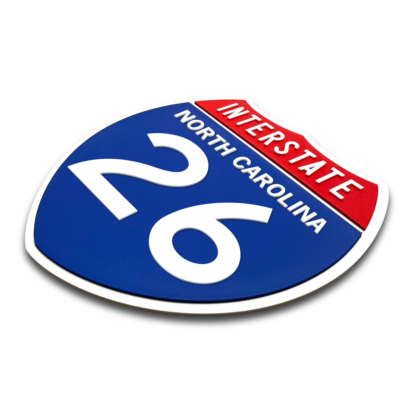 Interstate 26 North Carolina road sign replica three-quarter view