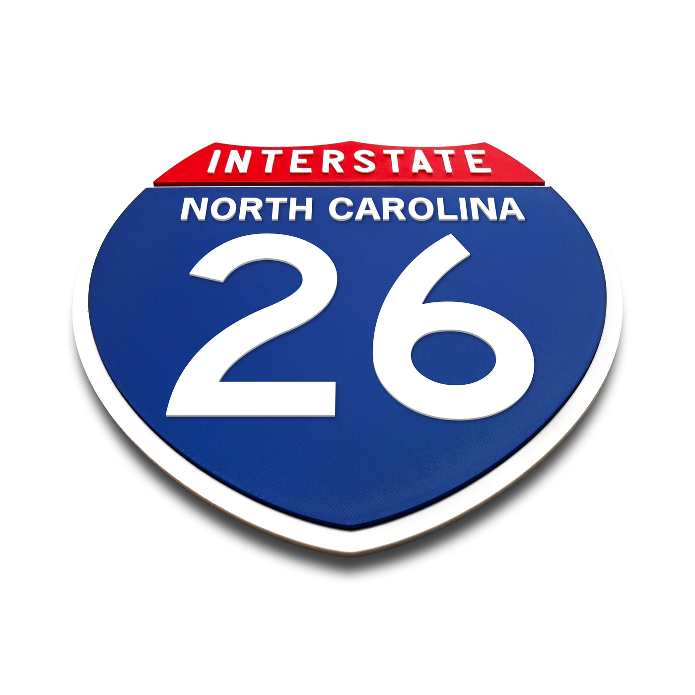 Interstate 26 North Carolina road sign replica flat view
