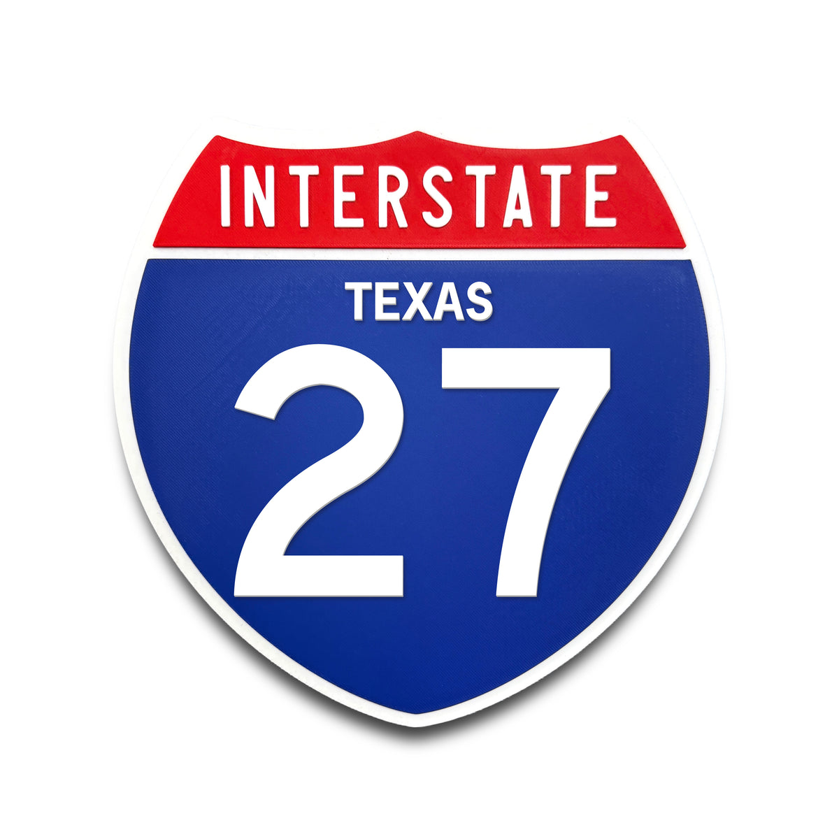 Interstate 27 Texas road sign replica front view