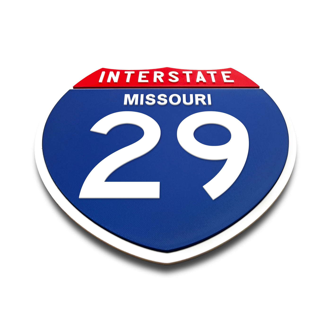 Interstate 29 Missouri road sign replica flat view
