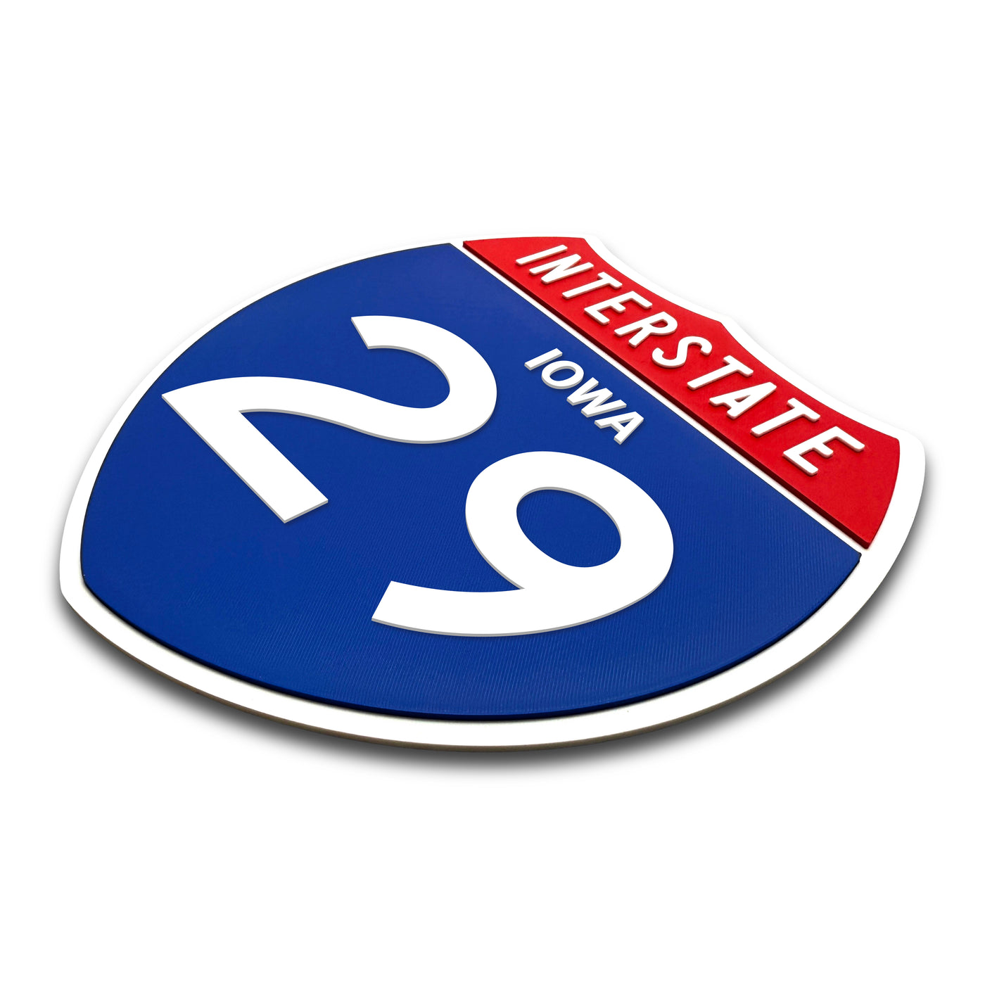Interstate 29Iowa road sign replica three-quarter view