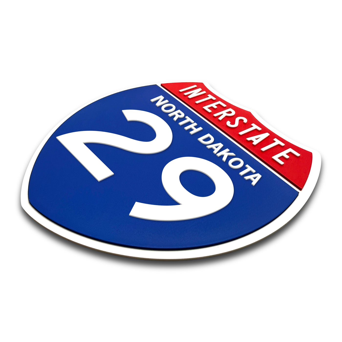 Interstate 29 North Dakota road sign replica three-quarter view