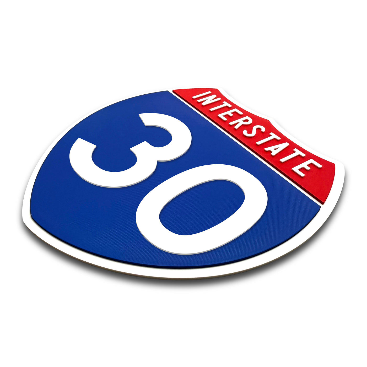 Interstate 30 Number Only road sign replica three quarter view