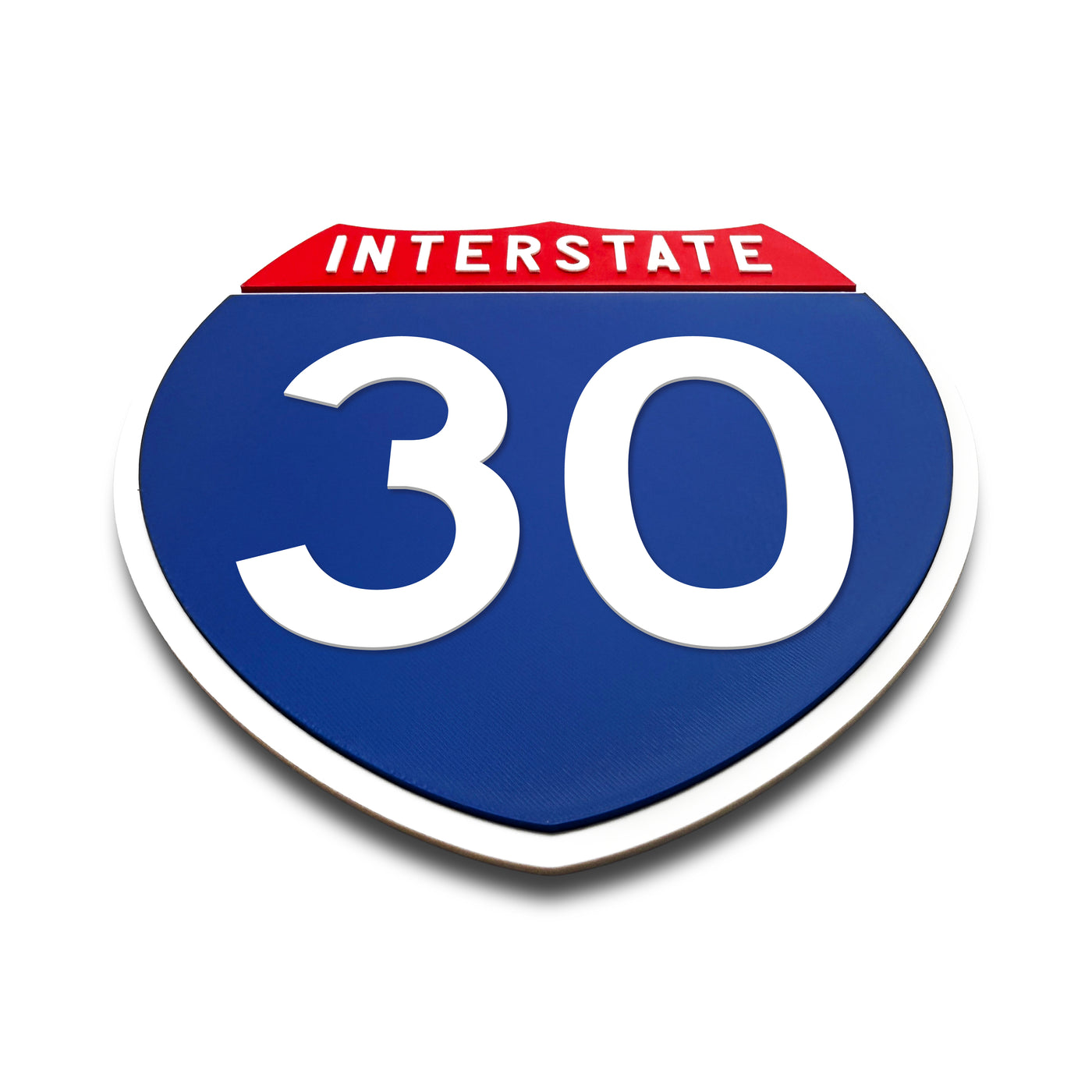 Interstate 30 Number Only road sign replica flat view