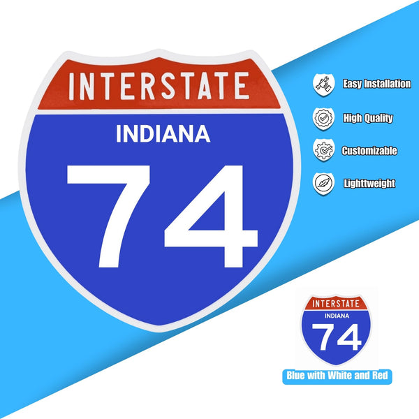 Interstate 74 Road Sign Replica – Personalized Travel Sign | Home & Office Wall Decor (8.54” x 8.53”)