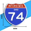 Interstate 74 Road Sign Replica – Personalized Travel Sign | Home & Office Wall Decor (8.54” x 8.53”)