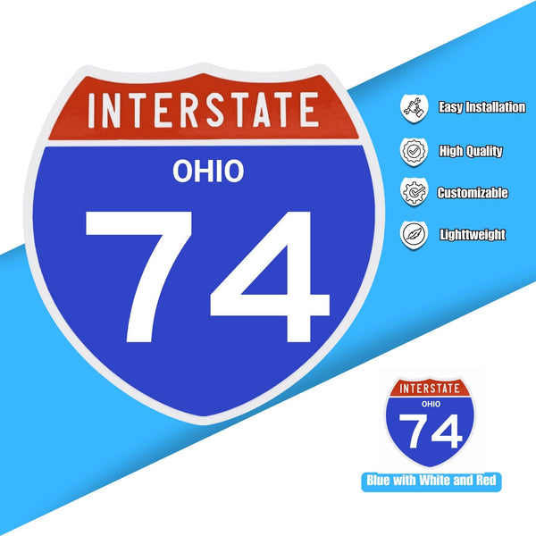 Interstate 74 Road Sign Replica – Personalized Travel Sign | Home & Office Wall Decor (8.54” x 8.53”)