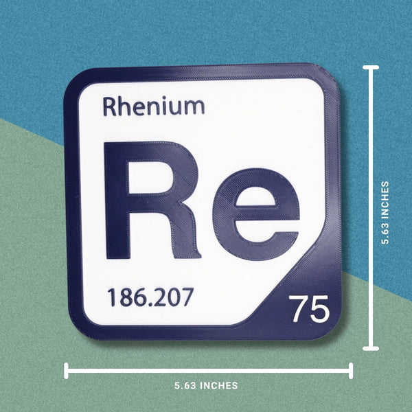 RHENIUM Periodic Table Tile – Educational Wall Art for Science Lovers, 5.6 x 5.6 Inches