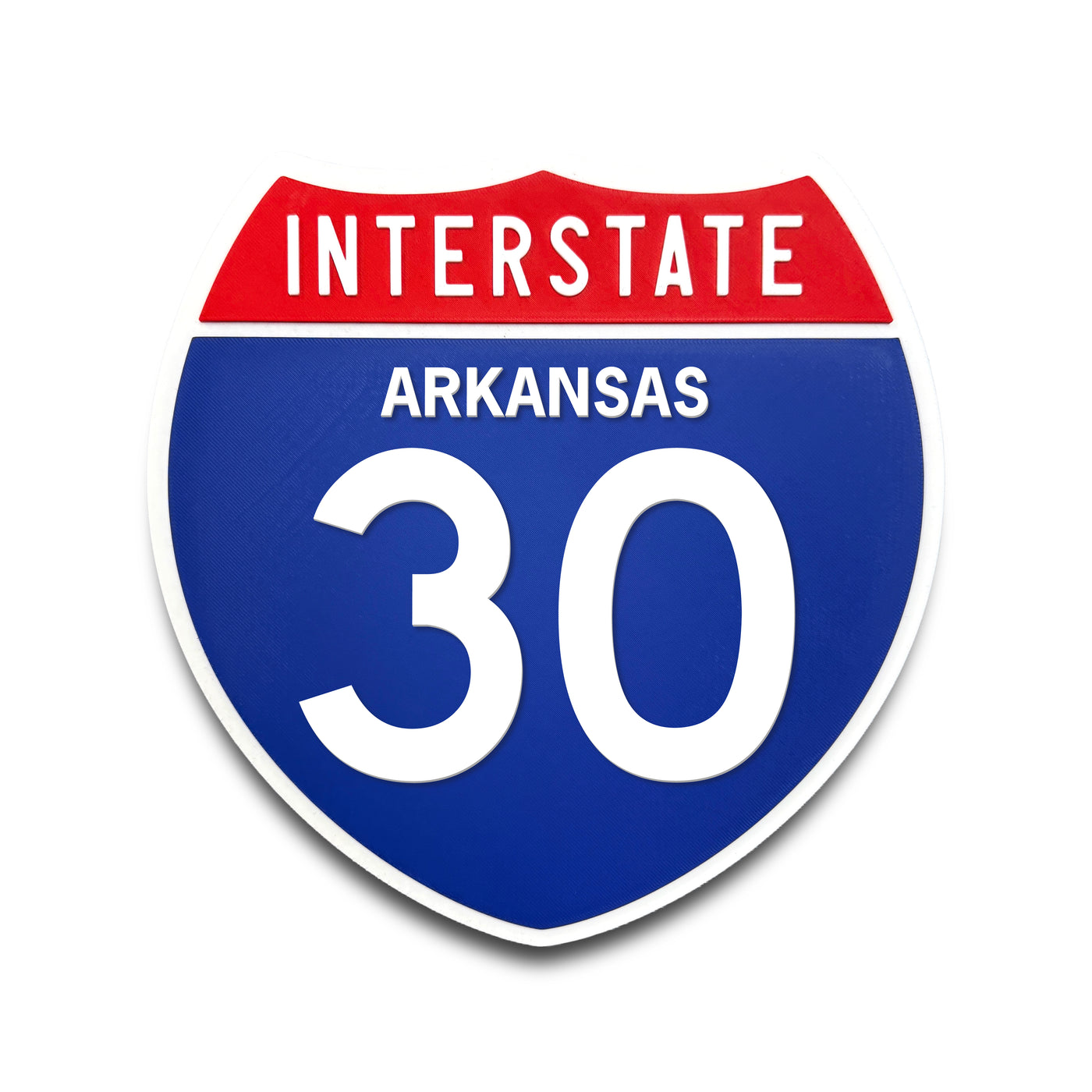 Interstate 30 Arkansas road sign replica front view