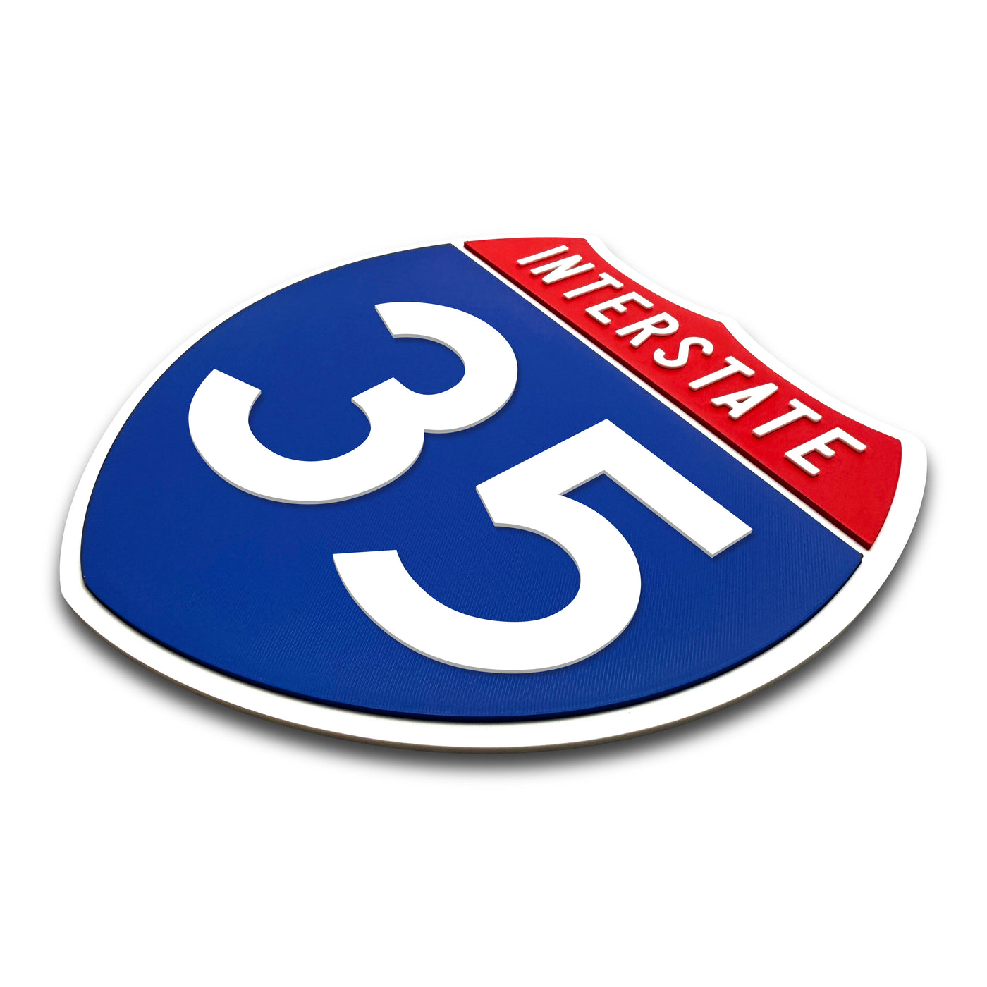 Interstate 35 Number Only road sign replica three quarter view