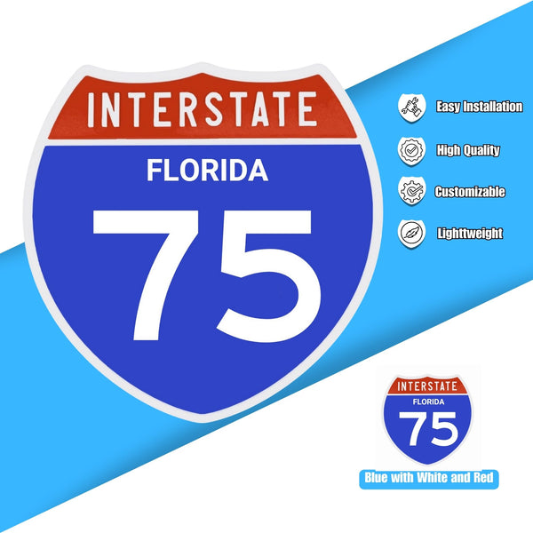 Interstate 75 Road Sign Replica – Personalized Travel Sign | Home & Office Wall Decor (8.54” x 8.53”)
