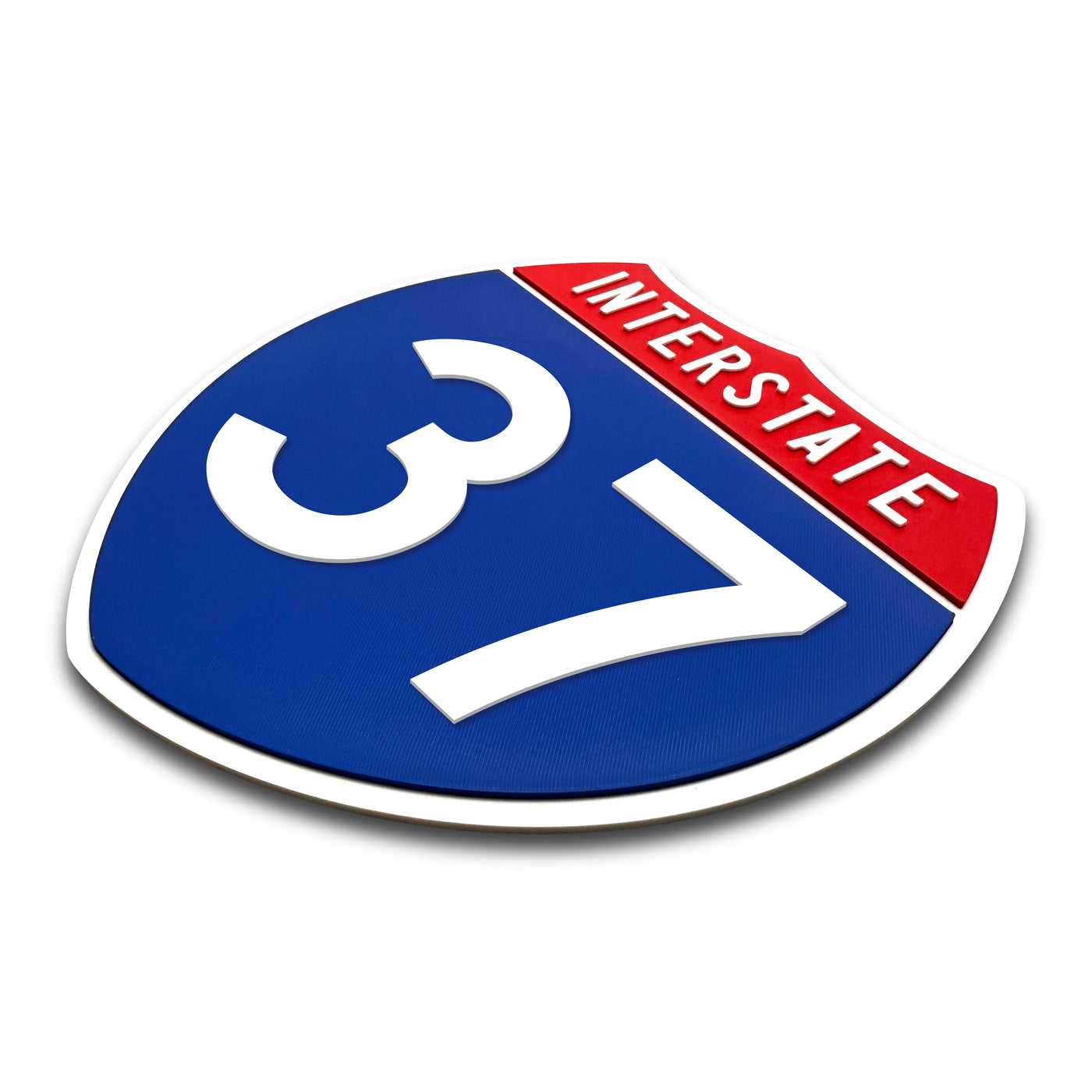 Interstate 37 Number Only road sign replica three quarter view