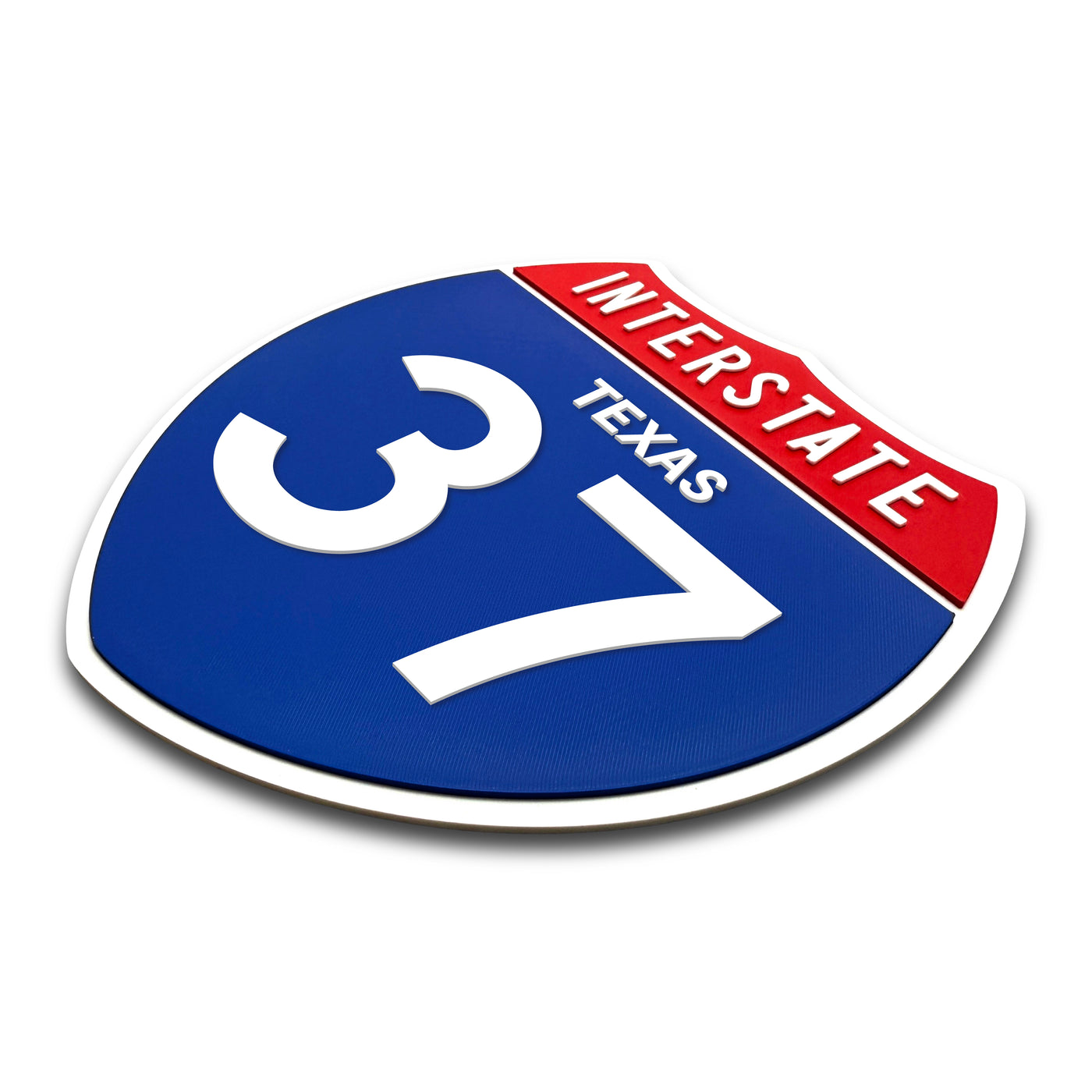 Interstate 37 Texas road sign replica three-quarter view