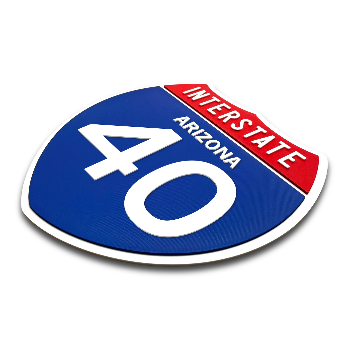 Interstate 40 Arizona road sign replica three-quarter view