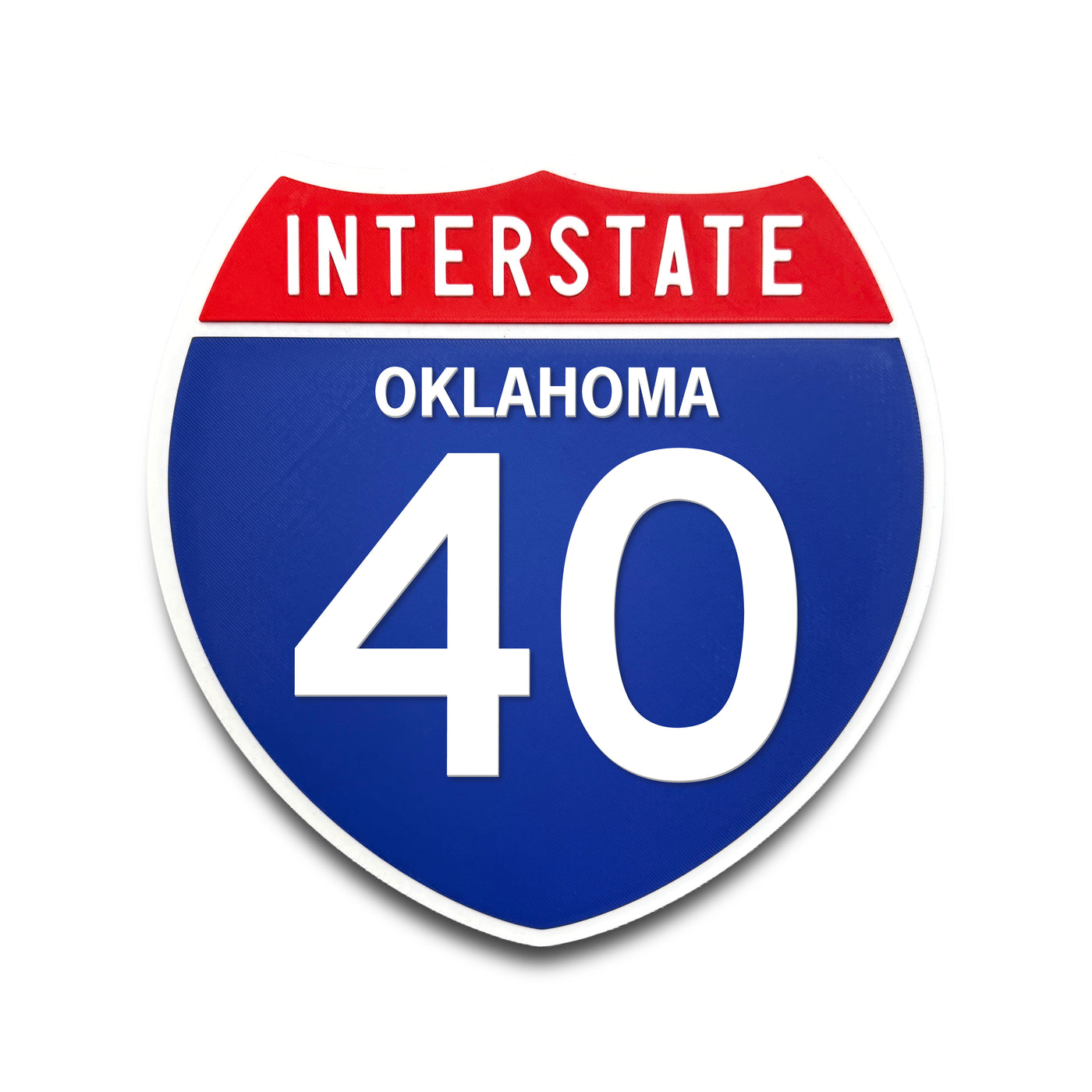Interstate 40 Oklahoma road sign replica front view