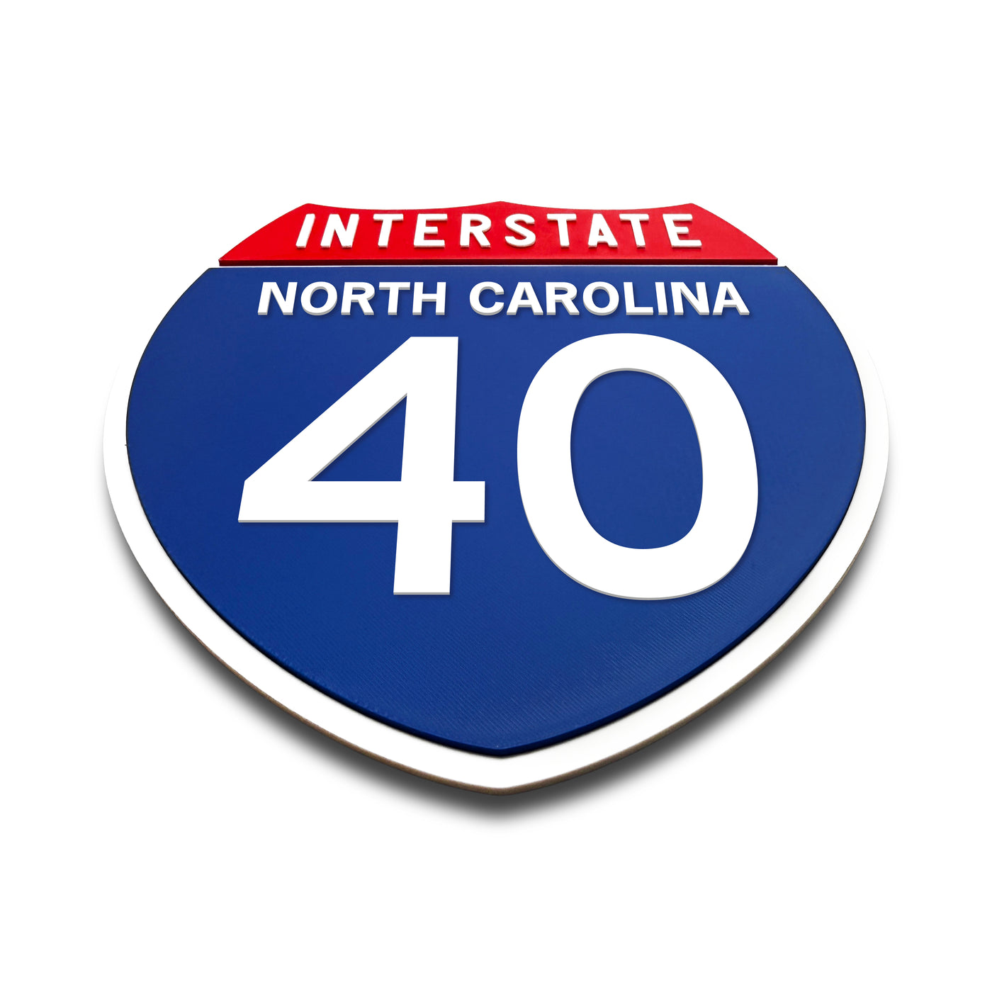 Interstate 40 North Carolina road sign replica flat view