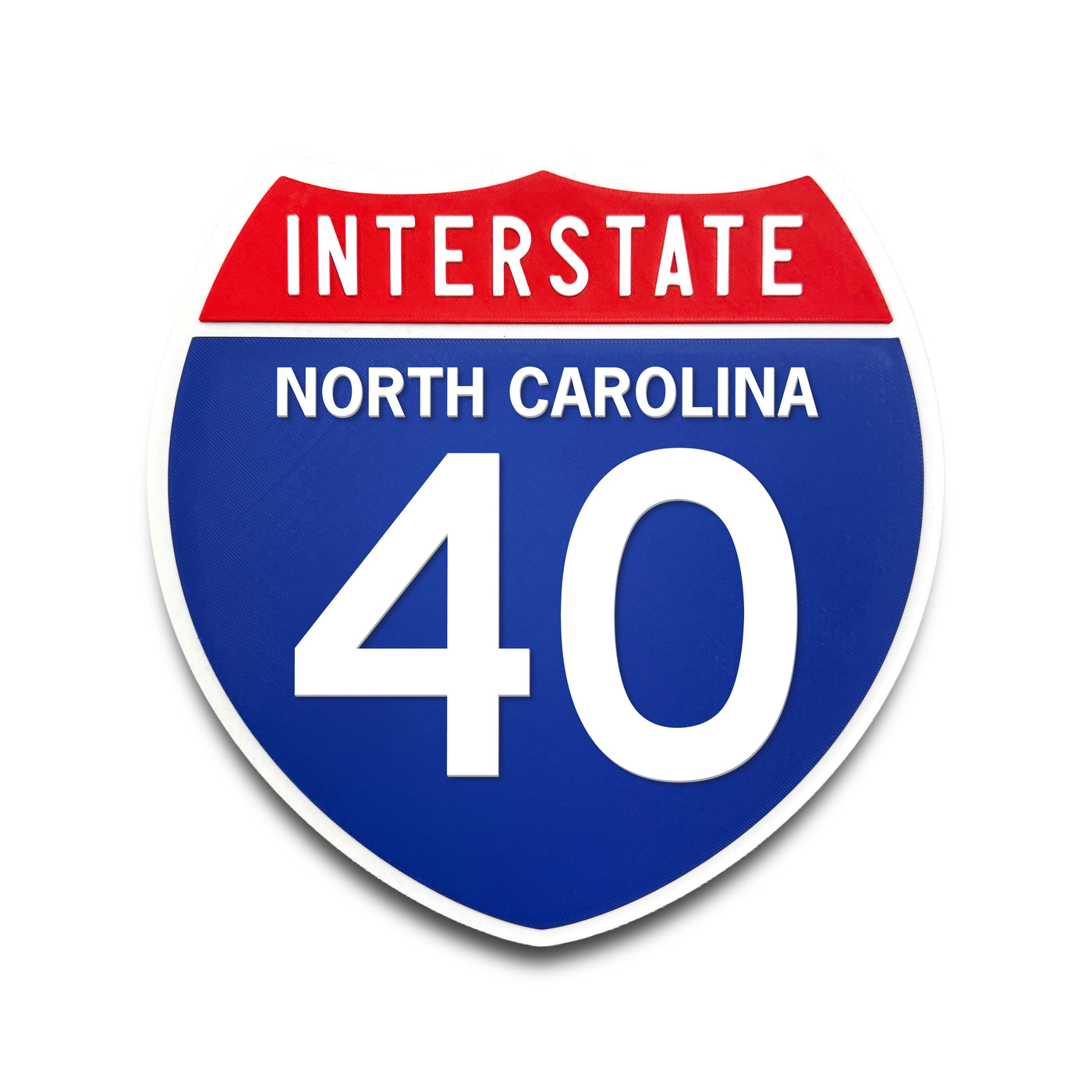Interstate 40 North Carolina road sign replica front view