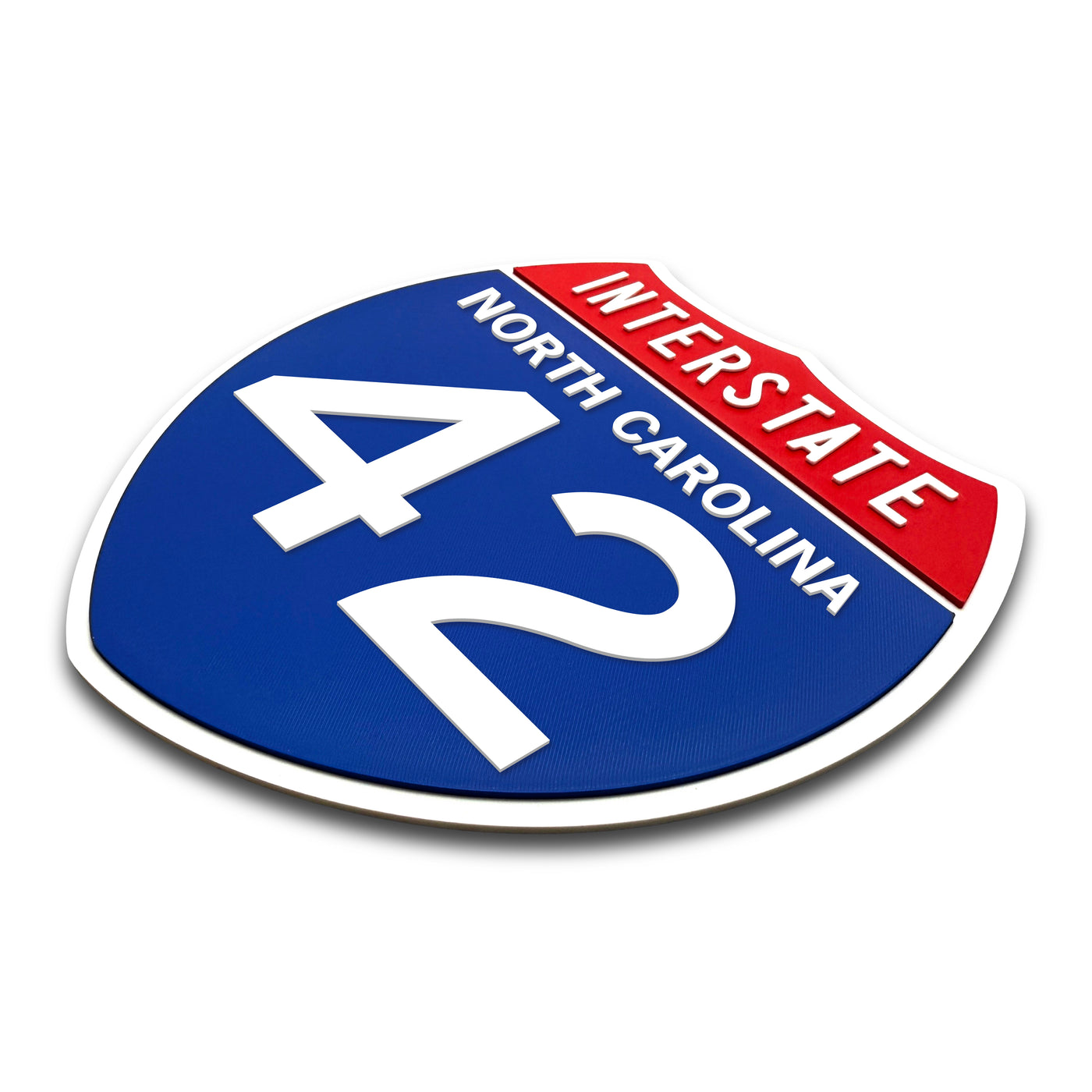 Interstate 42 North Carolina road sign replica three-quarter view
