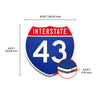 Interstate 43 Number Only road sign replica dimension view