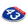 Interstate 43 Number Only road sign replica three quarter view