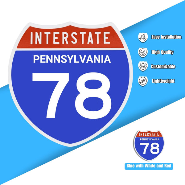 Interstate 78 Road Sign Replica – Personalized Travel Sign | Home & Office Wall Decor (8.54” x 8.53”)