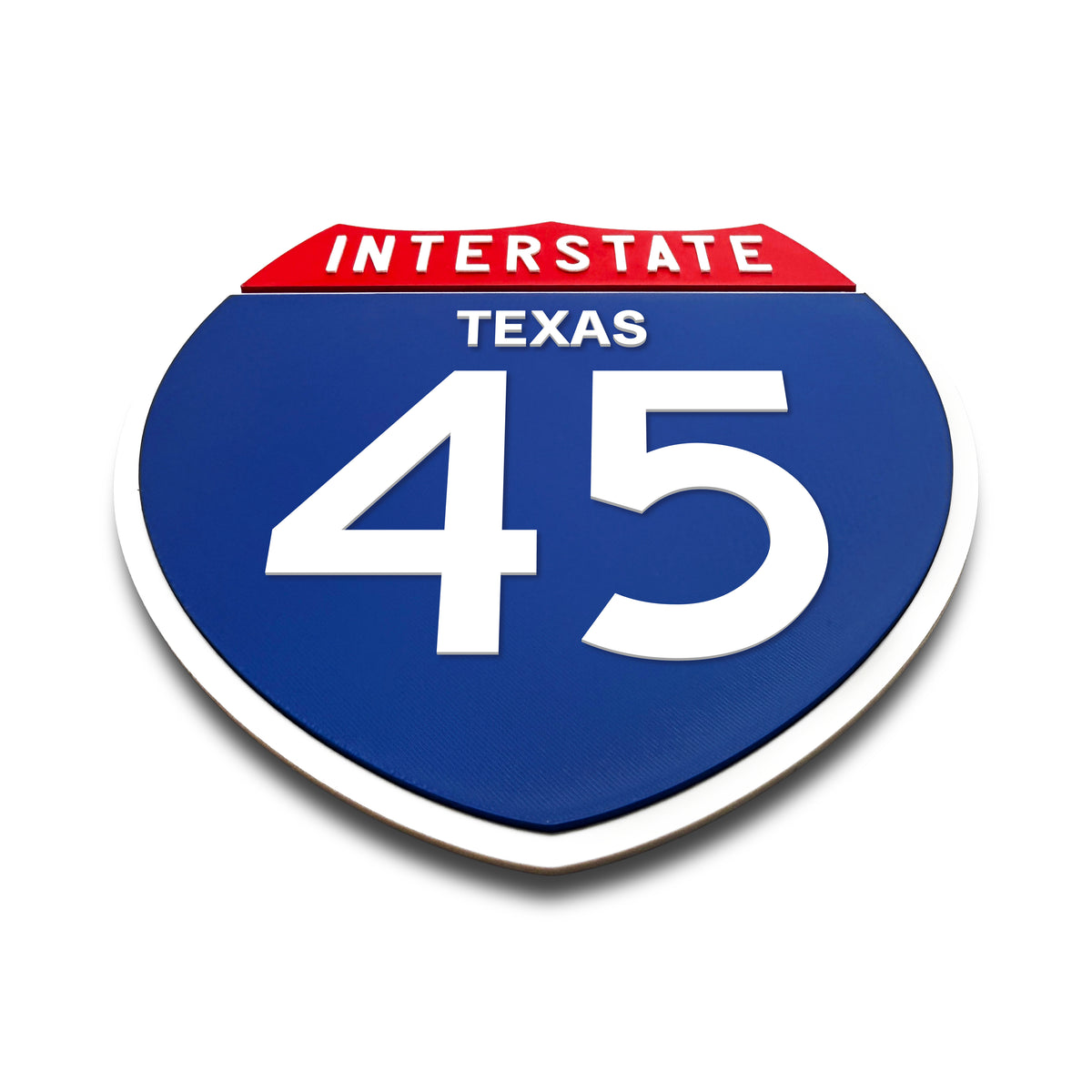 Interstate 45 Texas road sign replica flat view
