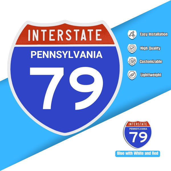 Interstate 79 Road Sign Replica – Personalized Travel Sign | Home & Office Wall Decor (8.54” x 8.53”)