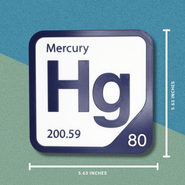 MERCURY Periodic Table Tile – Educational Wall Art for Science Lovers, 5.6 x 5.6 Inches