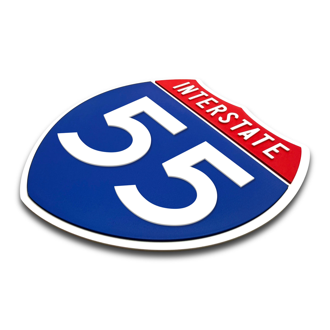 Interstate 55 Number Only road sign replica three quarter view