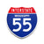 Interstate 55 Mississippi road sign replica front view