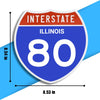 Interstate 80 Road Sign Replica – Personalized Travel Sign | Home & Office Wall Decor (8.54” x 8.53”)